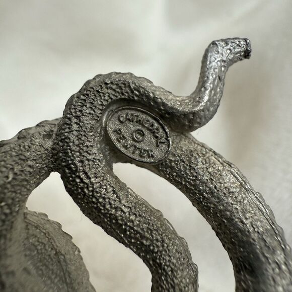 Vintage Signed Cathedral Pewter Snake Figurine’s - Picture 4 of 5